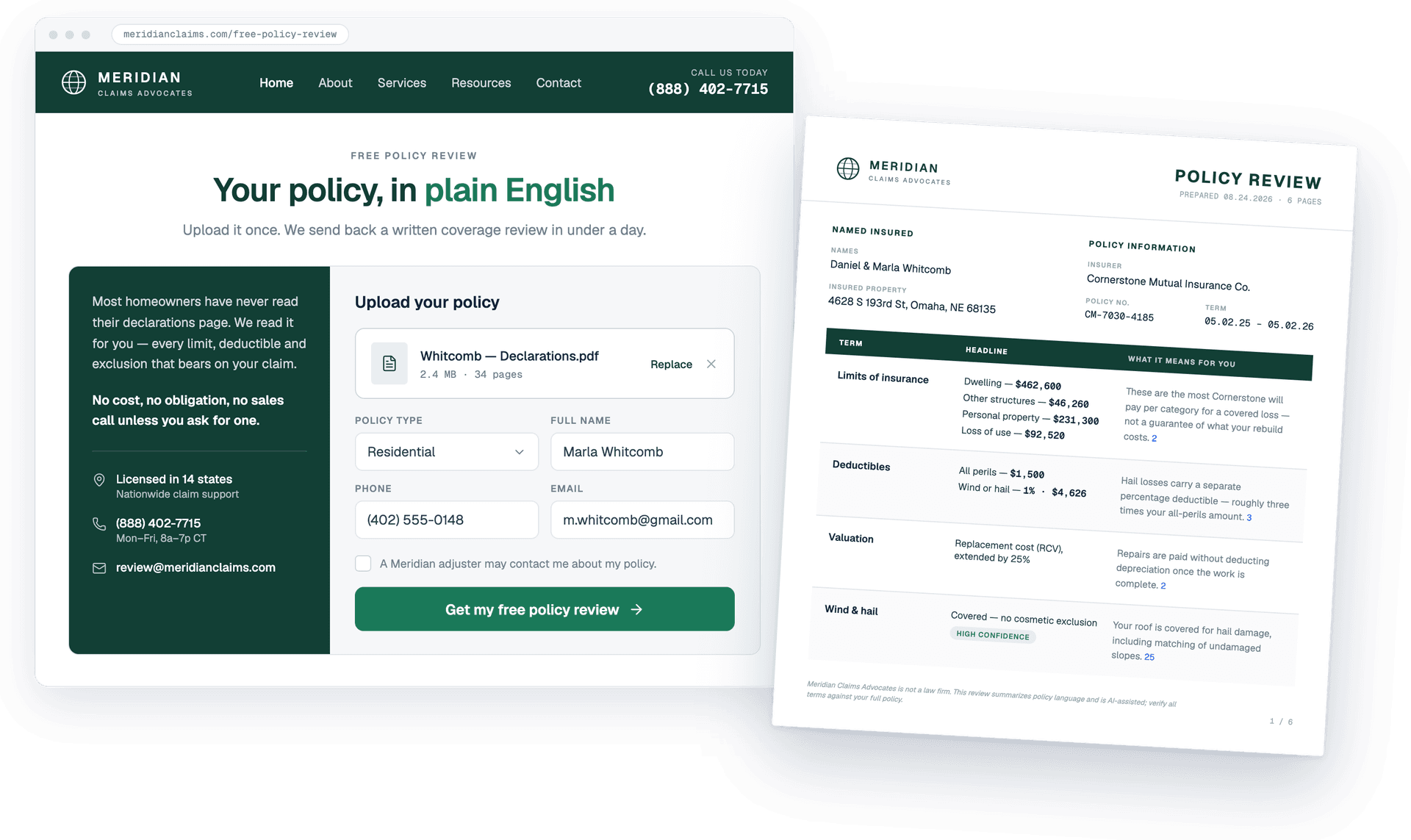 Frontera Coverage Analysis: Branded policy summaries — Hand clients a review with your name on it.