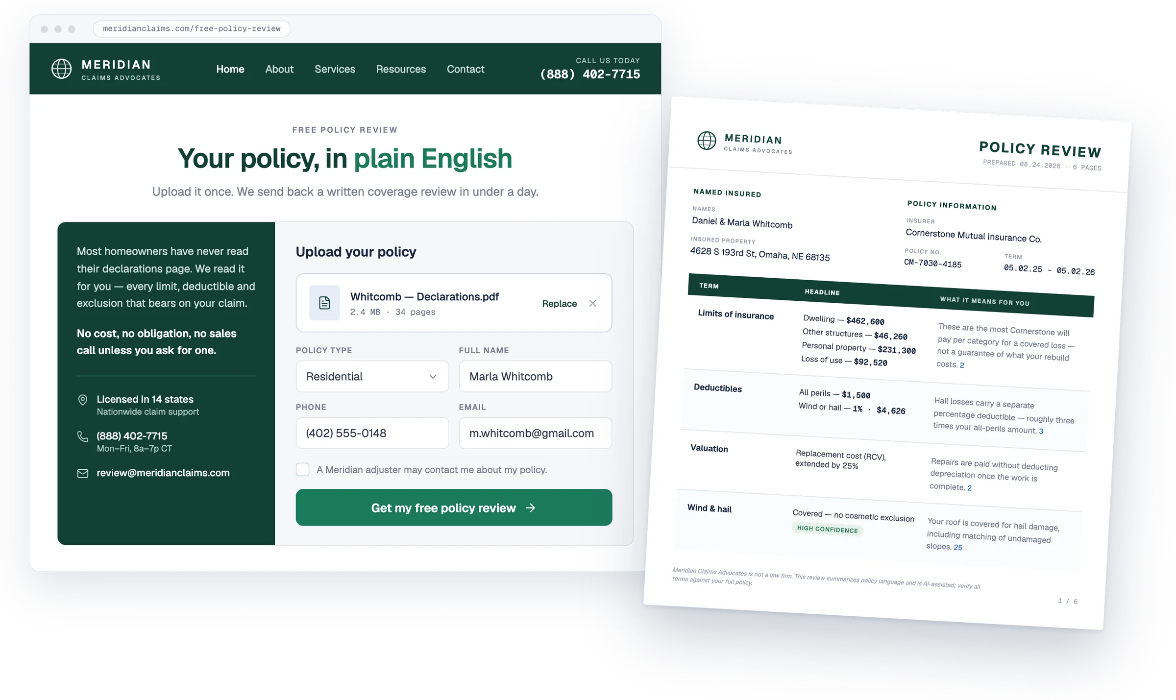 Frontera Coverage Analysis: Branded policy summaries — Hand clients a review with your name on it.